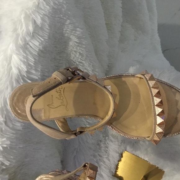 Christian Louboutin Beige Studded Sandals - Picture 11 of 12